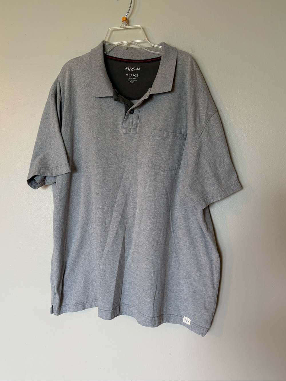 Wrangler Men's Heather Gray Polo with Chest Pocket